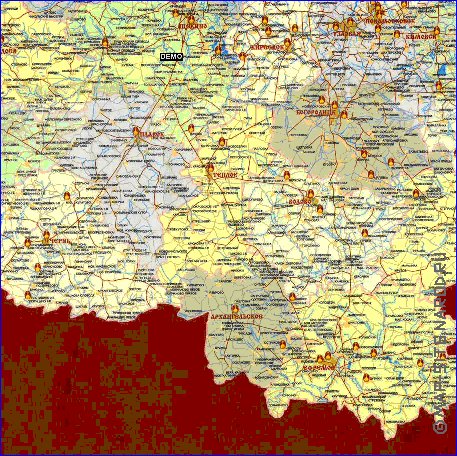 Administratives carte de Oblast de Toula