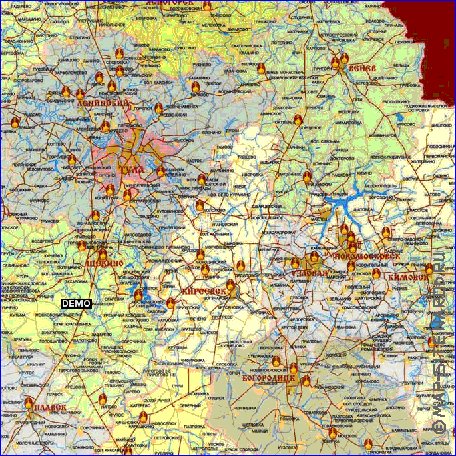 Administratives carte de Oblast de Toula