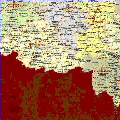 Administratives carte de Oblast de Toula