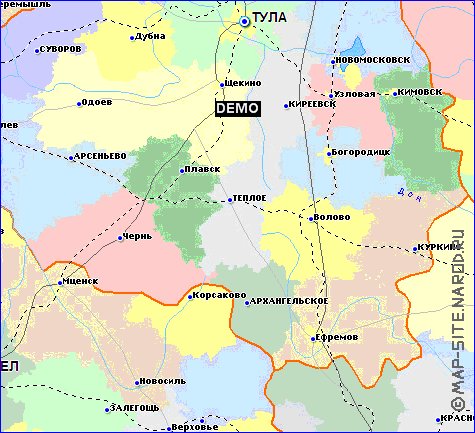 carte de Oblast de Toula