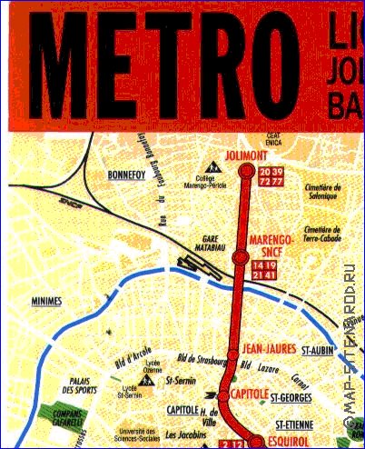 mapa de Toulouse em frances