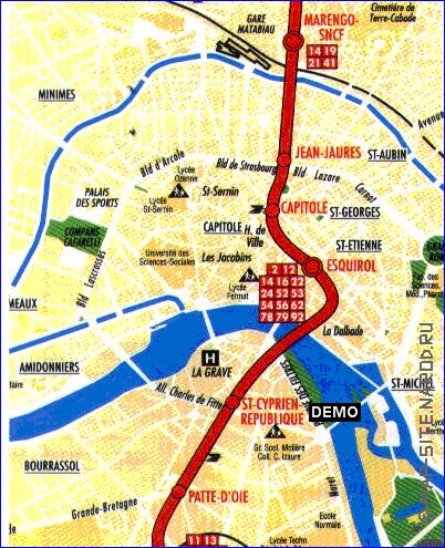 mapa de Toulouse em frances