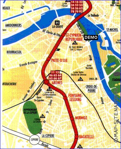 mapa de Toulouse em frances