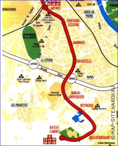 mapa de Toulouse em frances