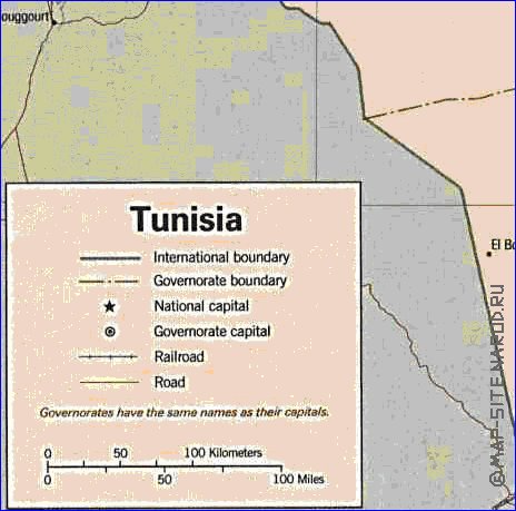 Administratives carte de Tunisie en anglais