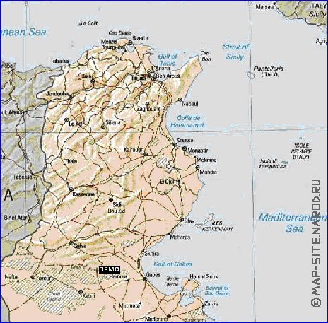 Administratives carte de Tunisie en anglais