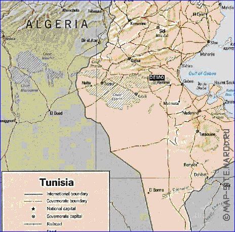 Administratives carte de Tunisie en anglais