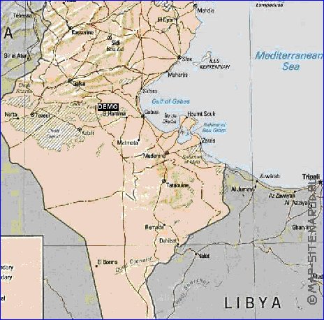 Administratives carte de Tunisie en anglais