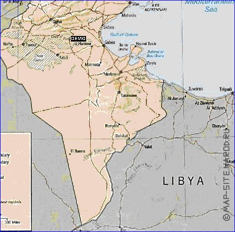 Administratives carte de Tunisie en anglais