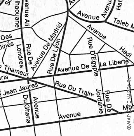 carte de  ville Tunis en anglais