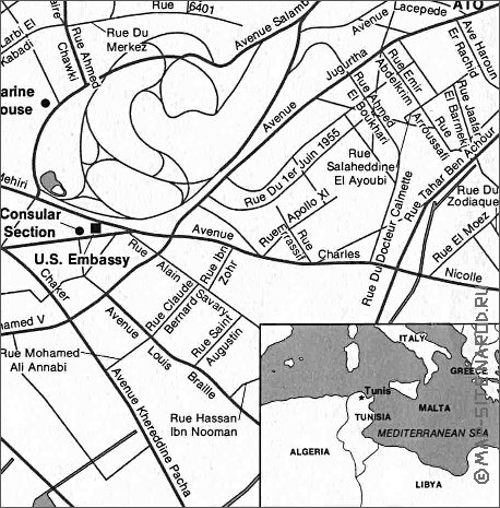 mapa de  cidade Tunes em ingles