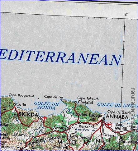 carte de Tunisie en anglais