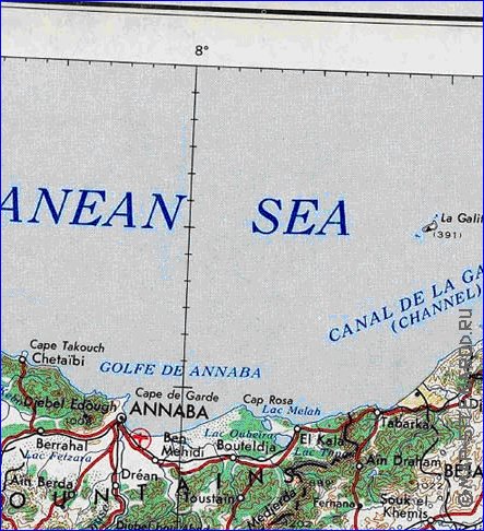 carte de Tunisie en anglais