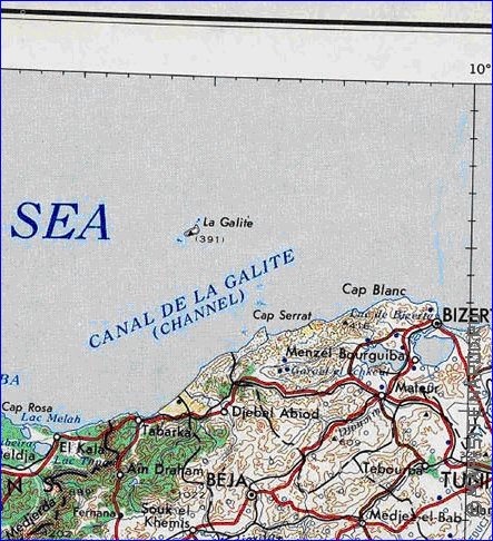 carte de Tunisie en anglais