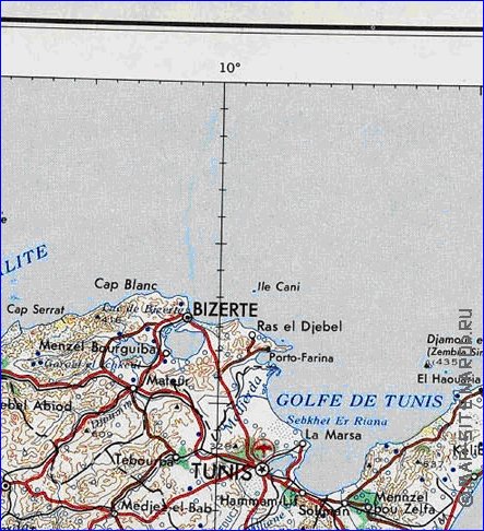 carte de Tunisie en anglais