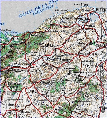 carte de Tunisie en anglais