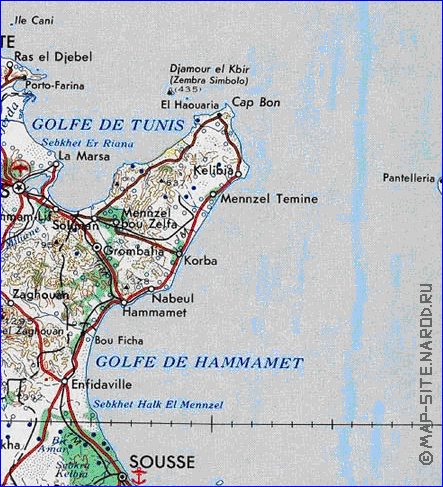 carte de Tunisie en anglais