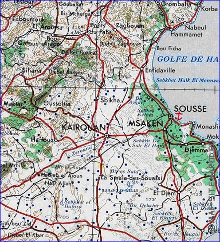 carte de Tunisie en anglais