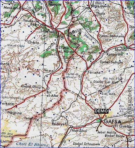 carte de Tunisie en anglais