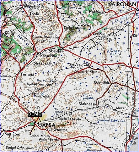 carte de Tunisie en anglais