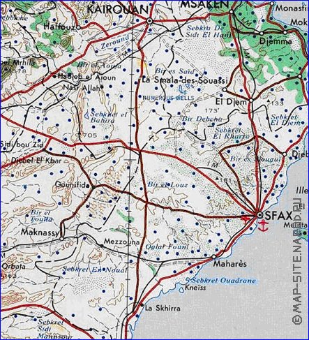 carte de Tunisie en anglais