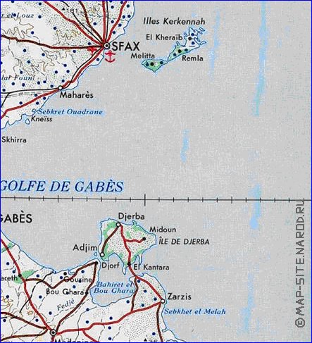 carte de Tunisie en anglais