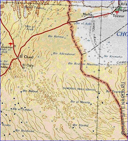 carte de Tunisie en anglais