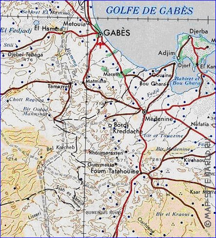 carte de Tunisie en anglais