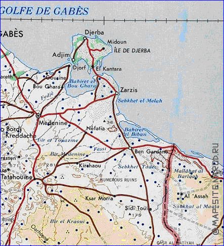 carte de Tunisie en anglais