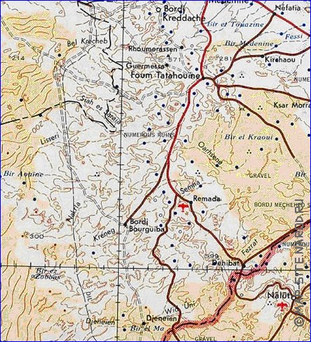 carte de Tunisie en anglais