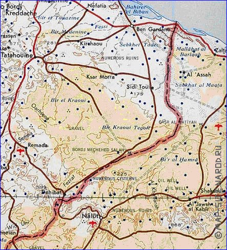 carte de Tunisie en anglais