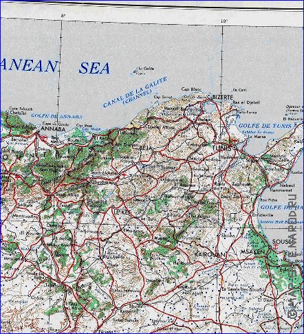 mapa de Tunisia em ingles