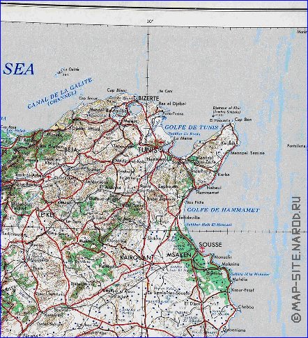 carte de Tunisie en anglais