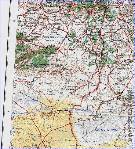 carte de Tunisie en anglais