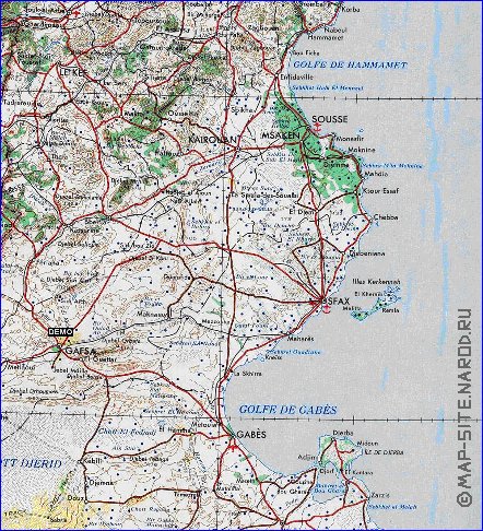 carte de Tunisie en anglais