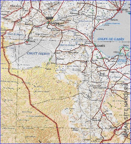 carte de Tunisie en anglais