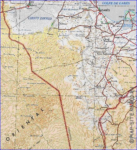 carte de Tunisie en anglais