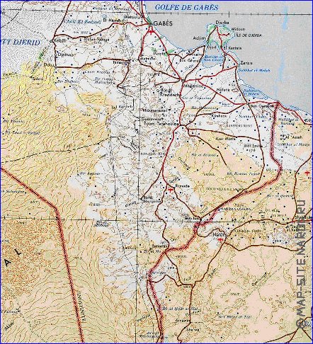 carte de Tunisie en anglais