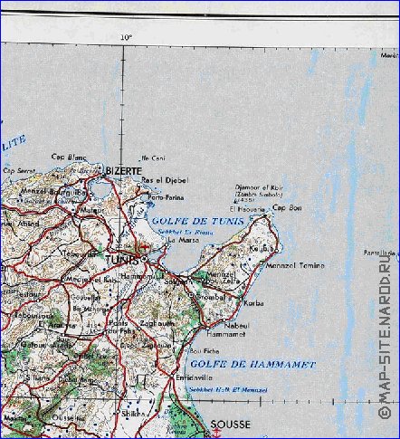 carte de Tunisie en anglais