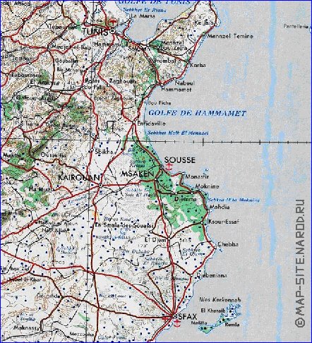 carte de Tunisie en anglais