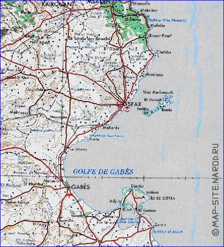 carte de Tunisie en anglais