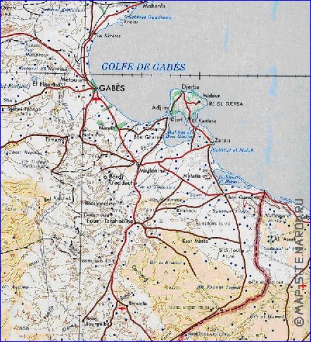 mapa de Tunisia em ingles