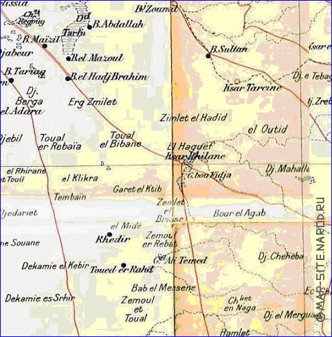 mapa de Tunisia em frances