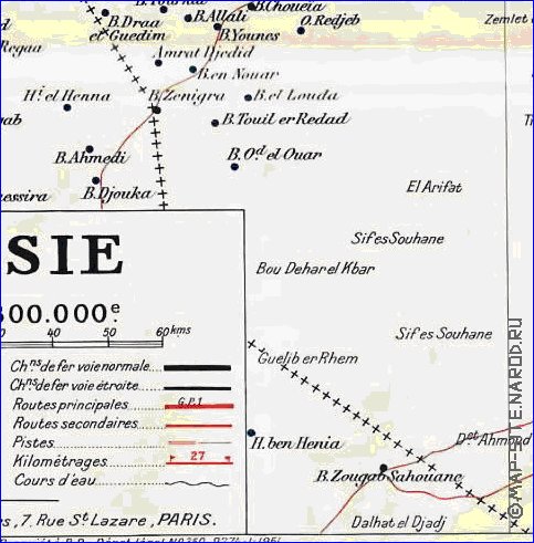 mapa de Tunisia em frances