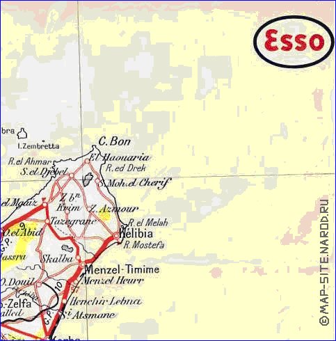 mapa de Tunisia em frances