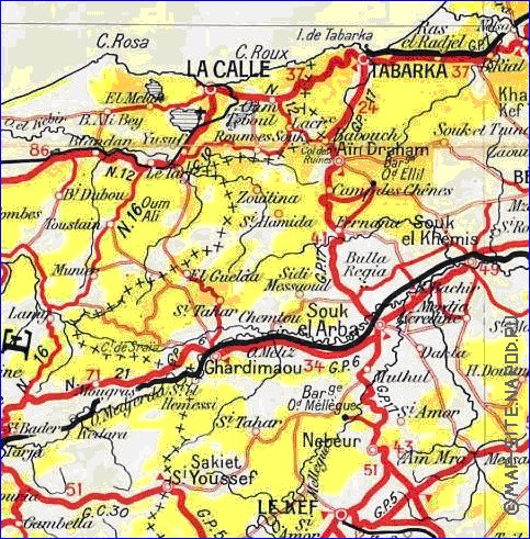 mapa de Tunisia em frances