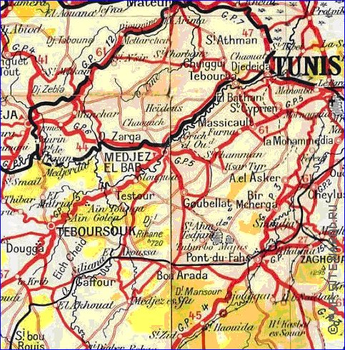 mapa de Tunisia em frances