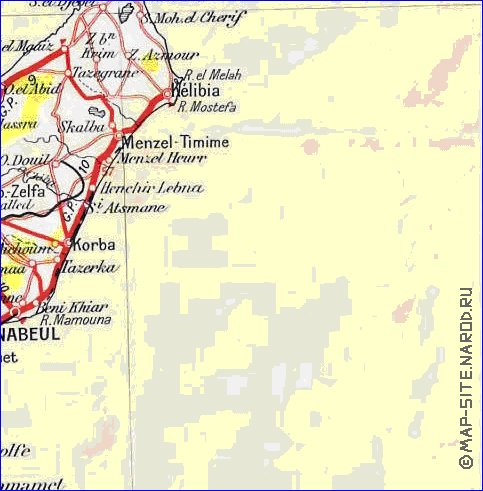 mapa de Tunisia em frances