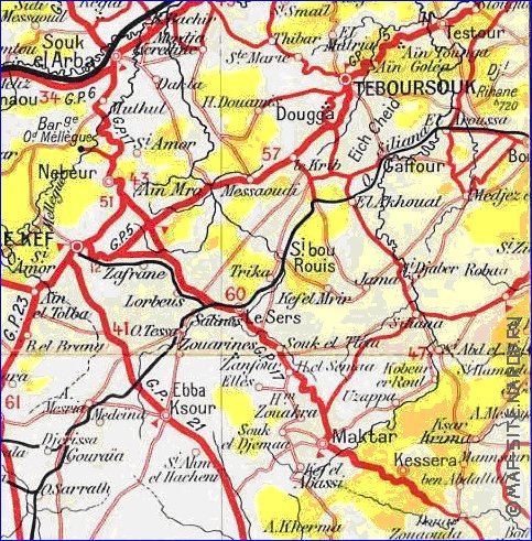 mapa de Tunisia em frances