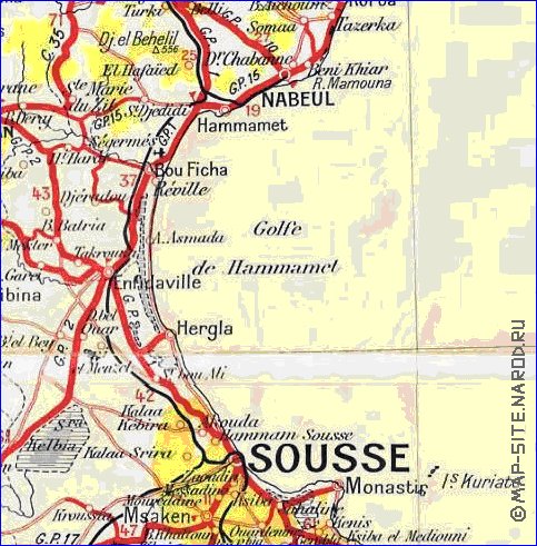 carte de Tunisie